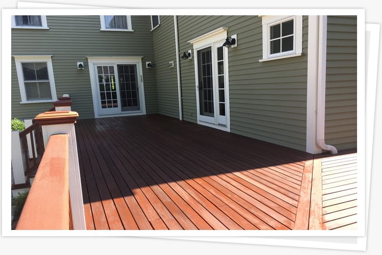 Mohogany Deck Staining- Medfield, MA